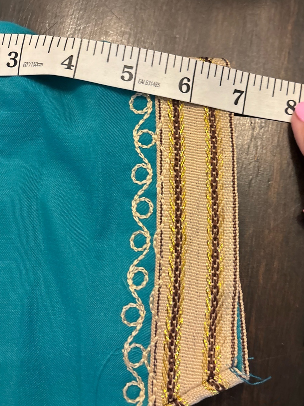S.TH Egyptian Turquoise Embroidered Tunic Dress or kaftan-style with Bib size 4 - Picture 7 of 8